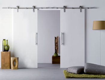 Glasschiebetür Puristo Edelstahl offenen Schiebetürsystem für Glastüren mit klarem Design von Griffwerk