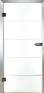 Glastür Modell 4213 Two Line, ESG Kristall klar, Motiv Siebdruck mattweiß, einseitig (Fläche matt, Motiv klar)