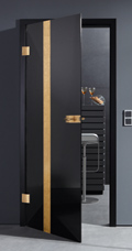 Glastür Metallon Aurum Solid black 24 Karat Blattgold von Mame-Dorma