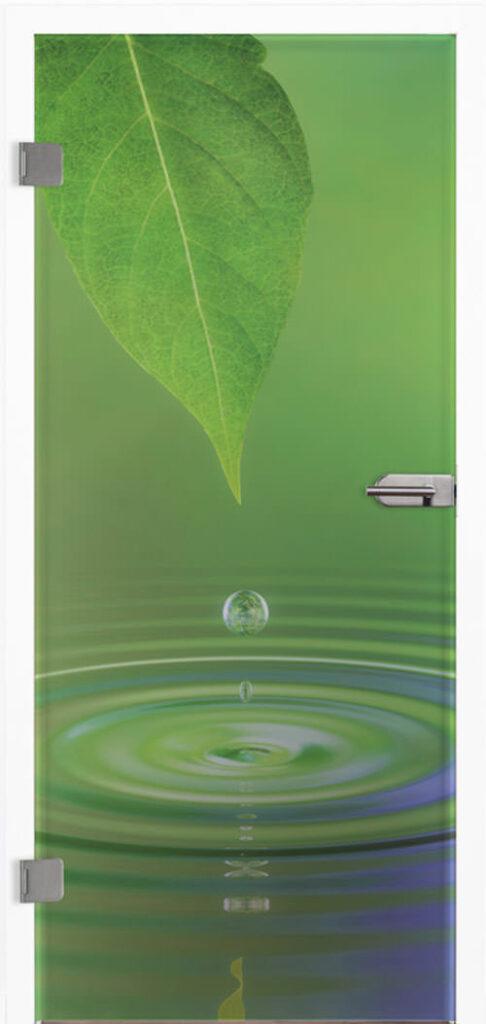 Ganzglastür 9006 Waterdrop ESG - Farbdruck