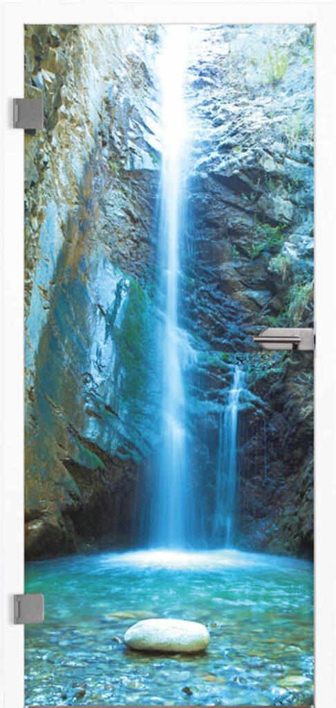 Ganzglastür 9020 Waterfall ESG - Farbdruck