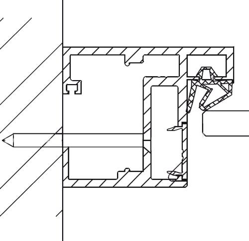 Glaswand- und Zargensystem justo FLIPP by Dorma-Glas- Schnitt Zargenprofil D-FR-M - www.ganzglastuere.de