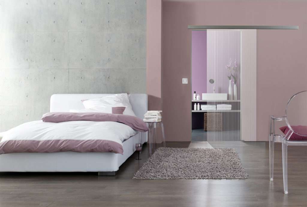 Glastüren Siebdruck Glasschiebetür Modell Summer Rain 515 Siebdruck satiniert Two Sides, Weißglas Pure White Serie G Motivbild - www.ganzglastuere.de