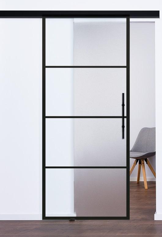 Glasschiebetüren Industrial Design schwarz black Modell Loft 9530 - www.ganzglasuere.de