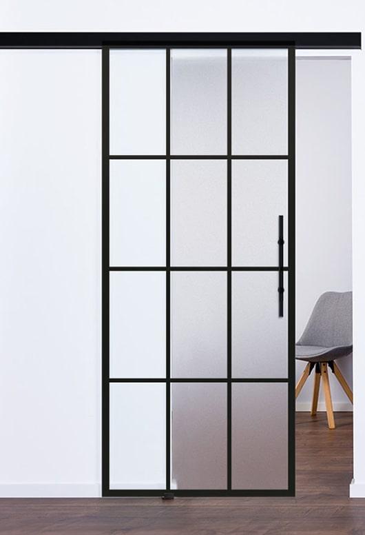 Glasschiebetüren Industrial Design schwarz black Modell Loft 9532 - www.ganzglasuere.de