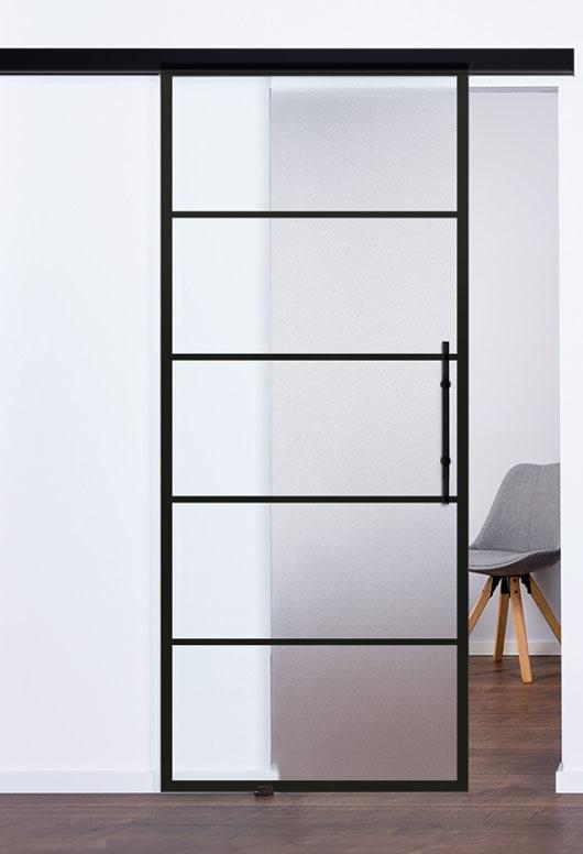 Glasschiebetüren Industrial Design schwarz black Modell Loft 9540 - www.ganzglasuere.de