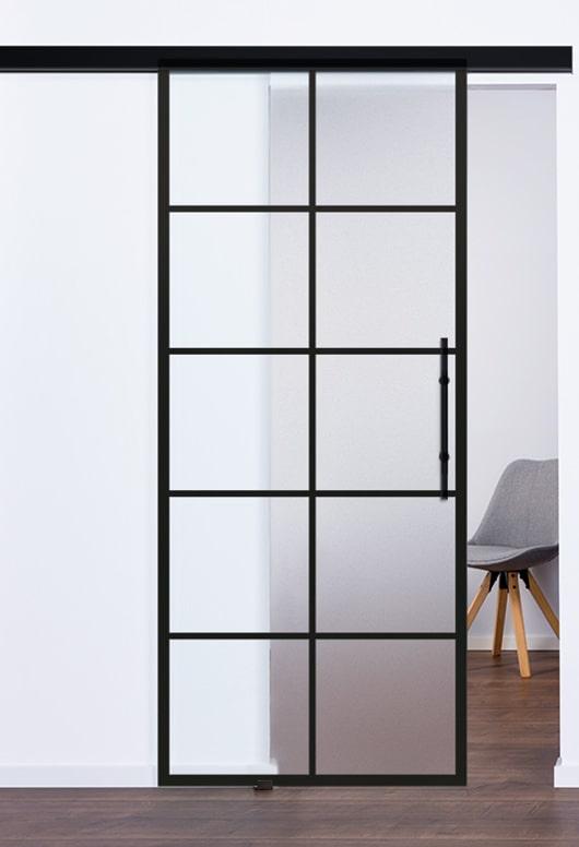Glasschiebetüren Industrial Design schwarz black Modell Loft 9541 - www.ganzglasuere.de