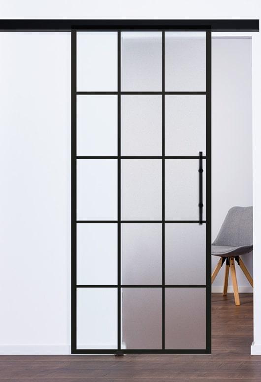 Glasschiebetüren Industrial Design schwarz black Modell Loft 9542 - www.ganzglasuere.de