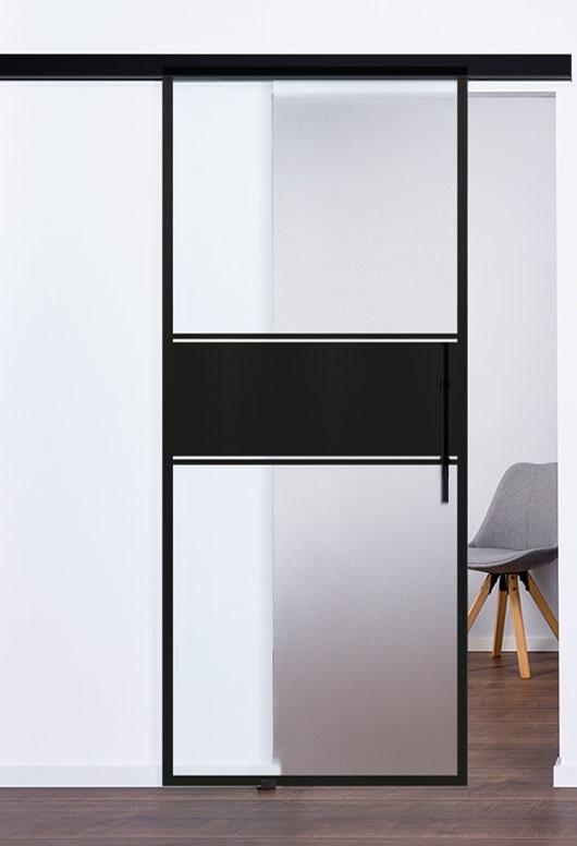 Glasschiebetüren Industrial Design schwarz black Modell Loft 9599 - www.ganzglasuere.de