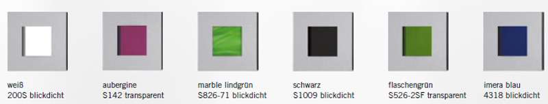 Glastüren Serie Vista Applikationen Farben